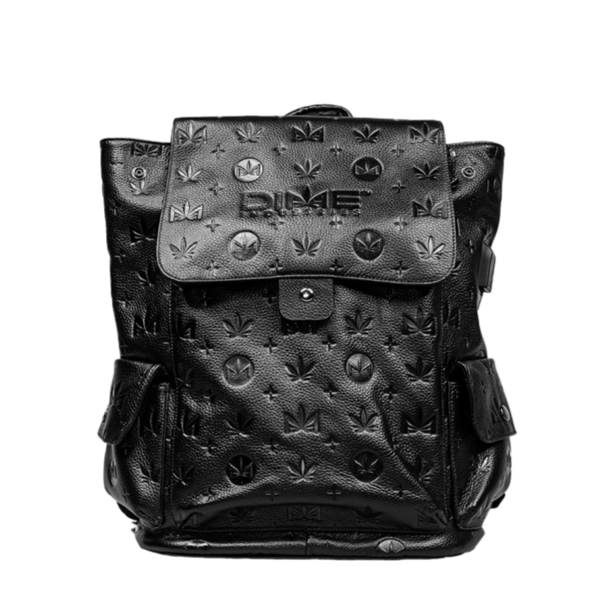 Genuine Leather Rucksack with Dime Pattern